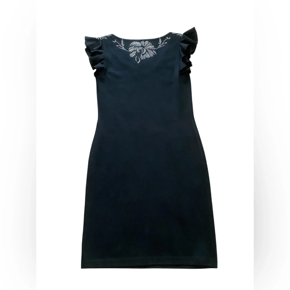 St. John Black Midi Dress with Crystal embellishments - Picture 4 of 7